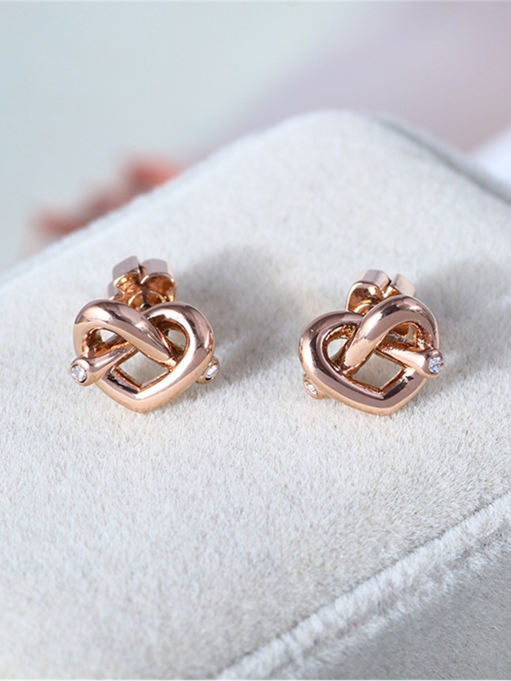 Kate Spade New York Loves Me Knot Stud Earrings Rose Gold Tone Fashion Jewelry